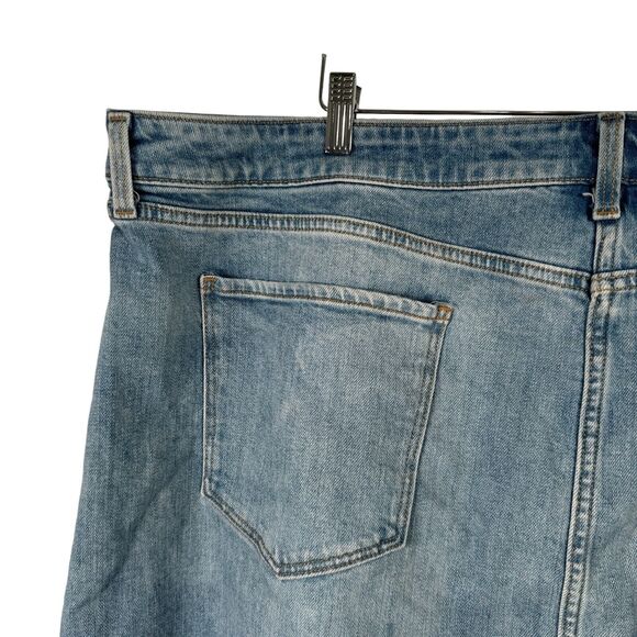 Old Navy Light Wash Denim Skirt Raw Hem Button Fly Boho Festival Womens 28 Plus - Picture 4 of 7